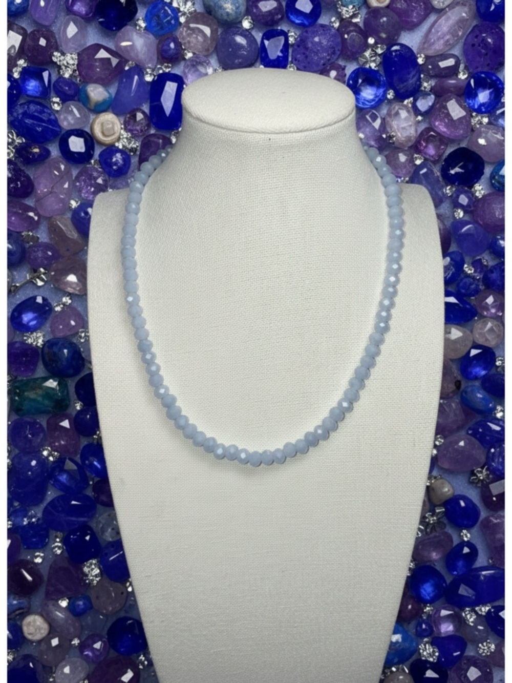 Faceted Aquamarine Necklace Genuine Aquamarine 16.5-19 Inch Necklace